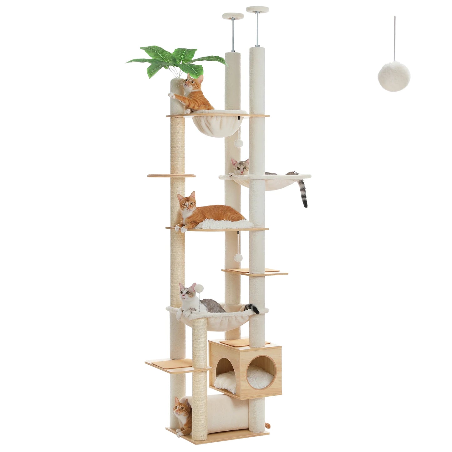 PAWZ Road Height Adjustable Cat Tree With Hammock Scratching Posts