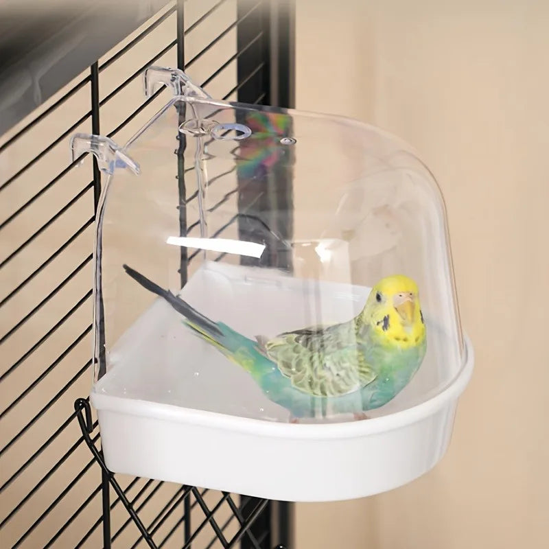 Transparent Bird Bath Tub Splash Proof PP Shower For Parrots Lovebirds Conures