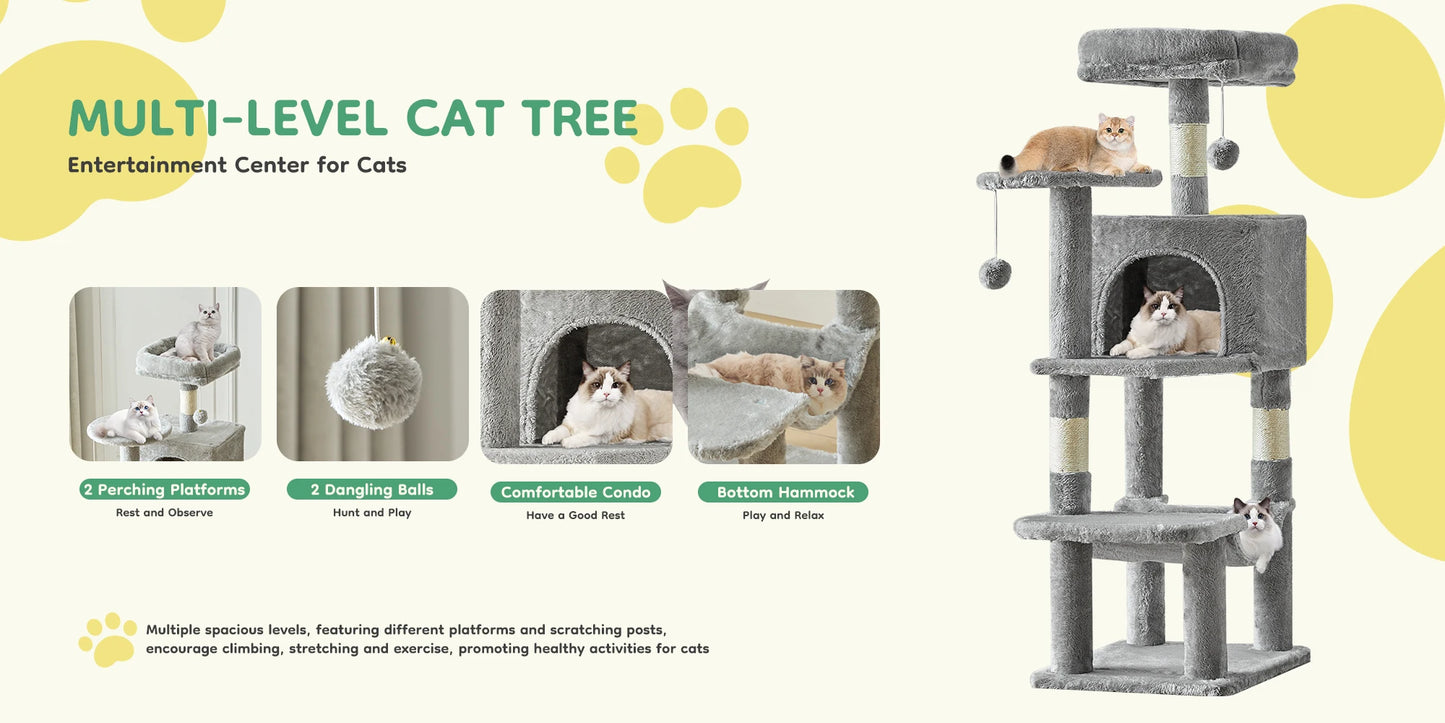 JHK Multi Level Cat Tree With Sisal Scratching Posts