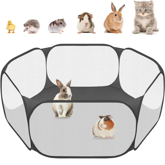 Portable Foldable Transparent Pet Cage Playpen For Cats Dogs And Small Animals