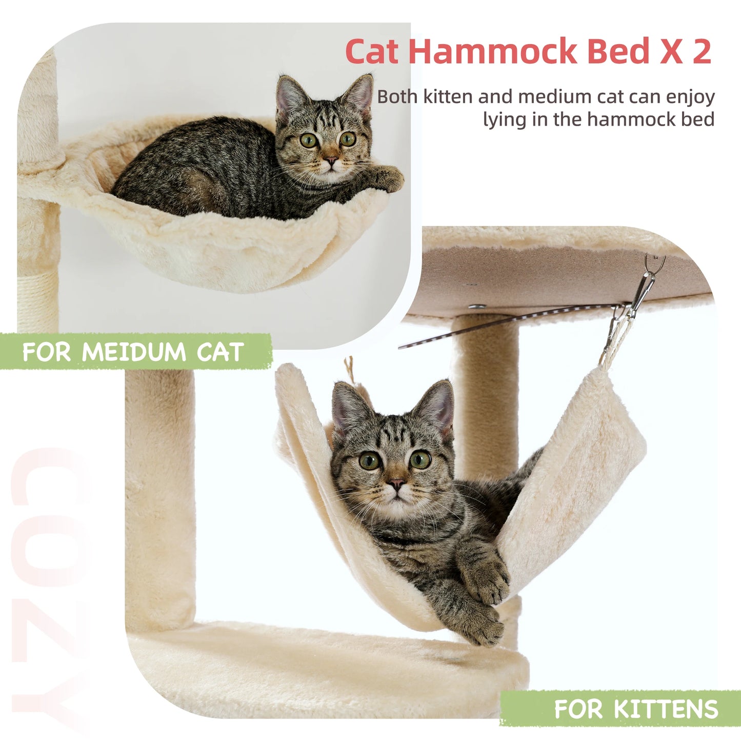 PAWZ Road Floor to Ceiling Cat Tree Tower with Scratching Posts and Perches