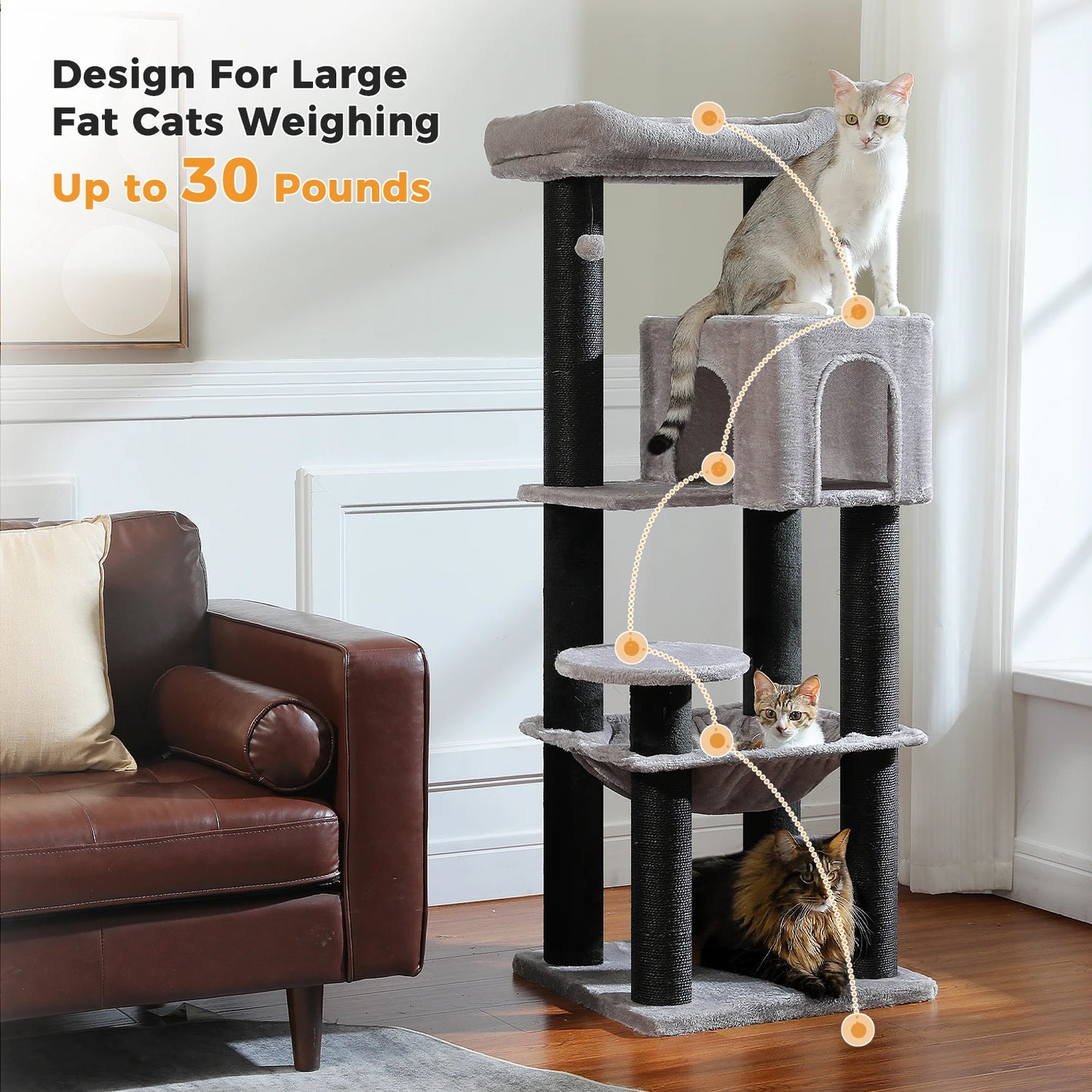 PAWZ Road Heavy Duty Four Tier Cat Tree And Hammock