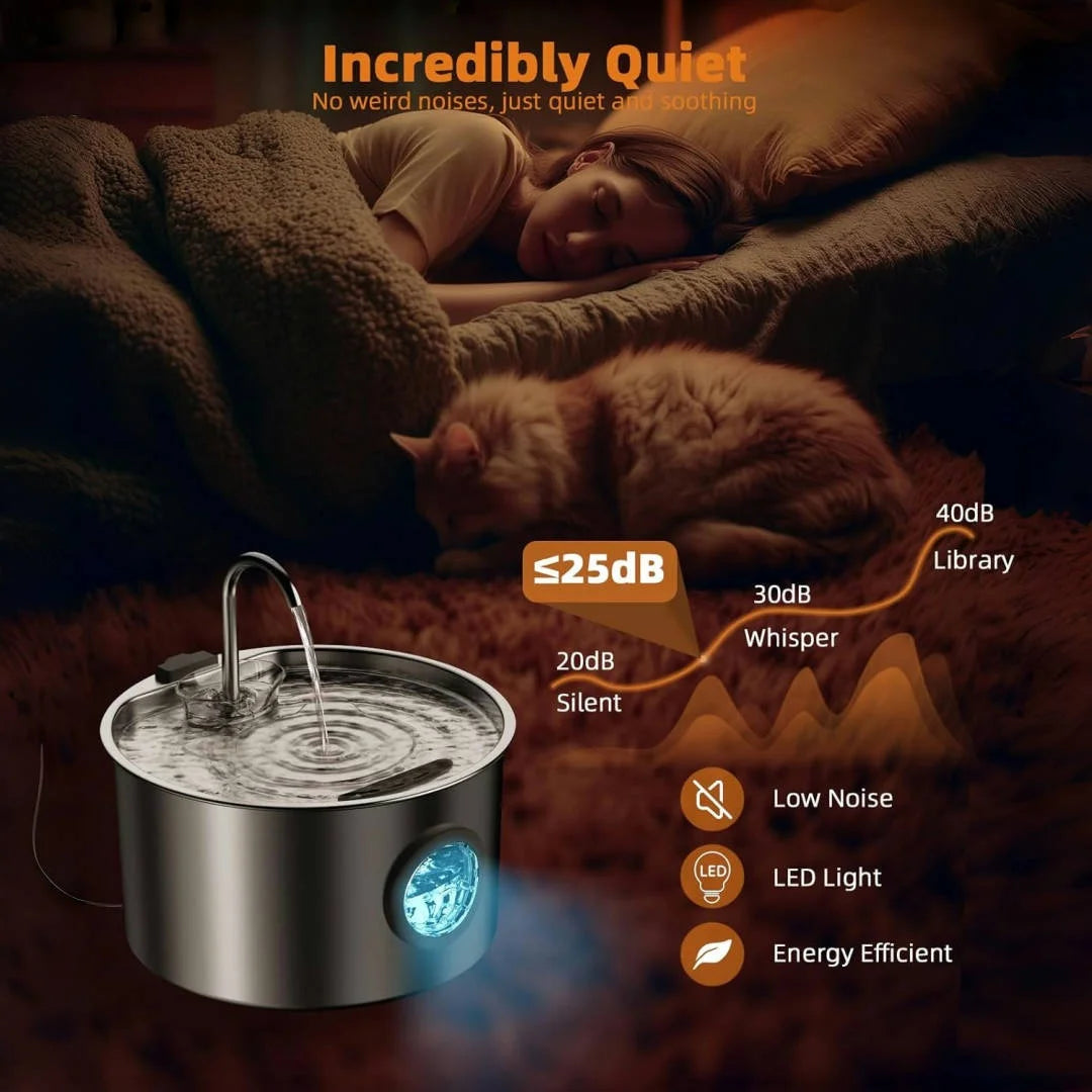 OPETH Stainless Steel Cat Water Fountain Automatic With Replaceable Filters