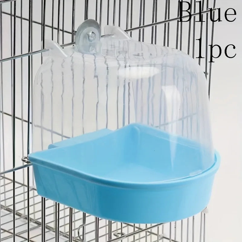 Transparent Bird Bath Tub Splash Proof PP Shower For Parrots Lovebirds Conures
