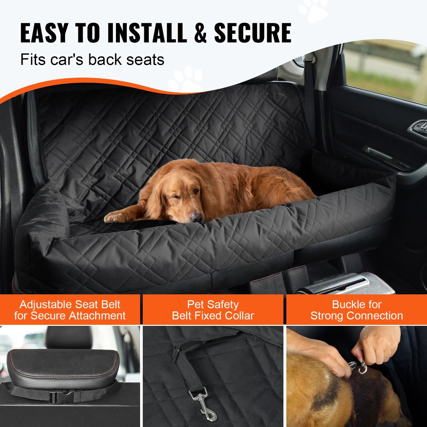 SucceBuy Waterproof Dog Car Seat Booster With Clip On Safety Leash