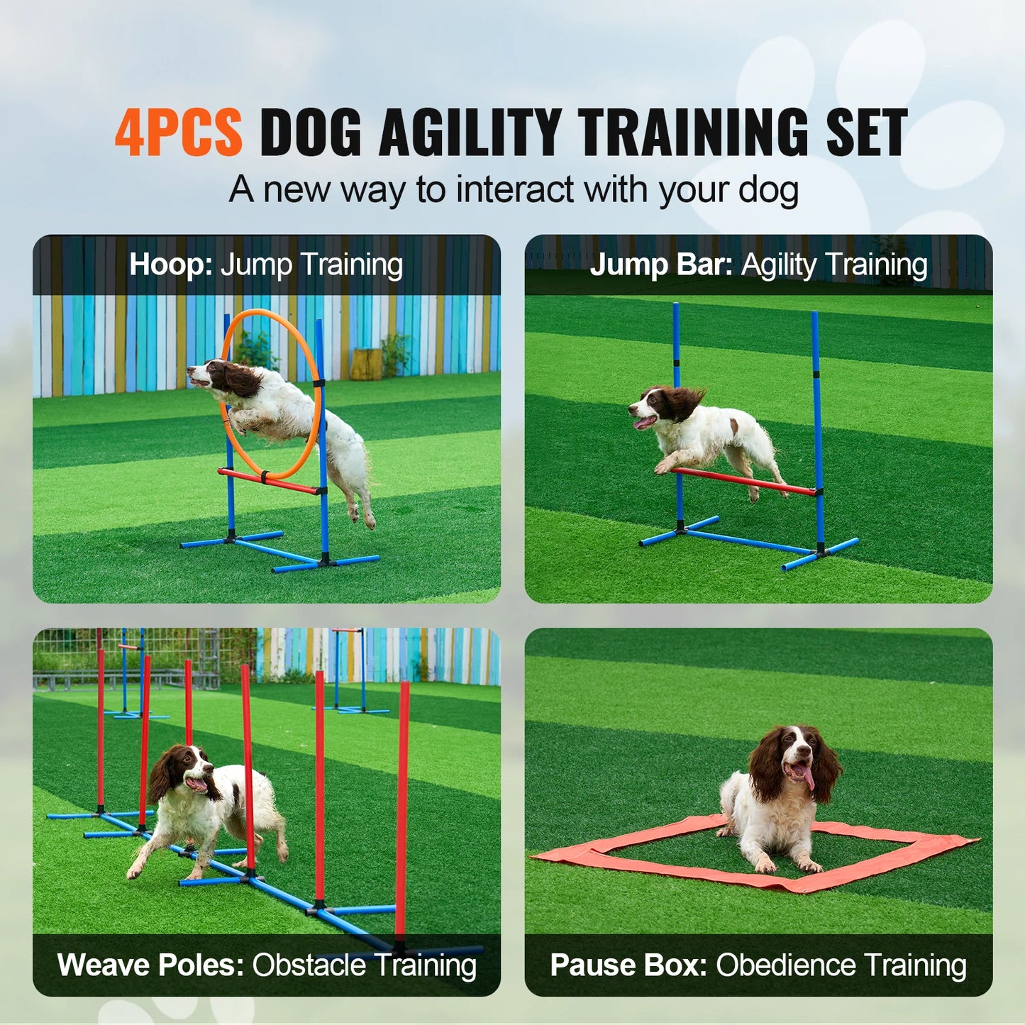 SucceBuy Dog Agility Training Equipment 4 Piece Adjustable Hurdles