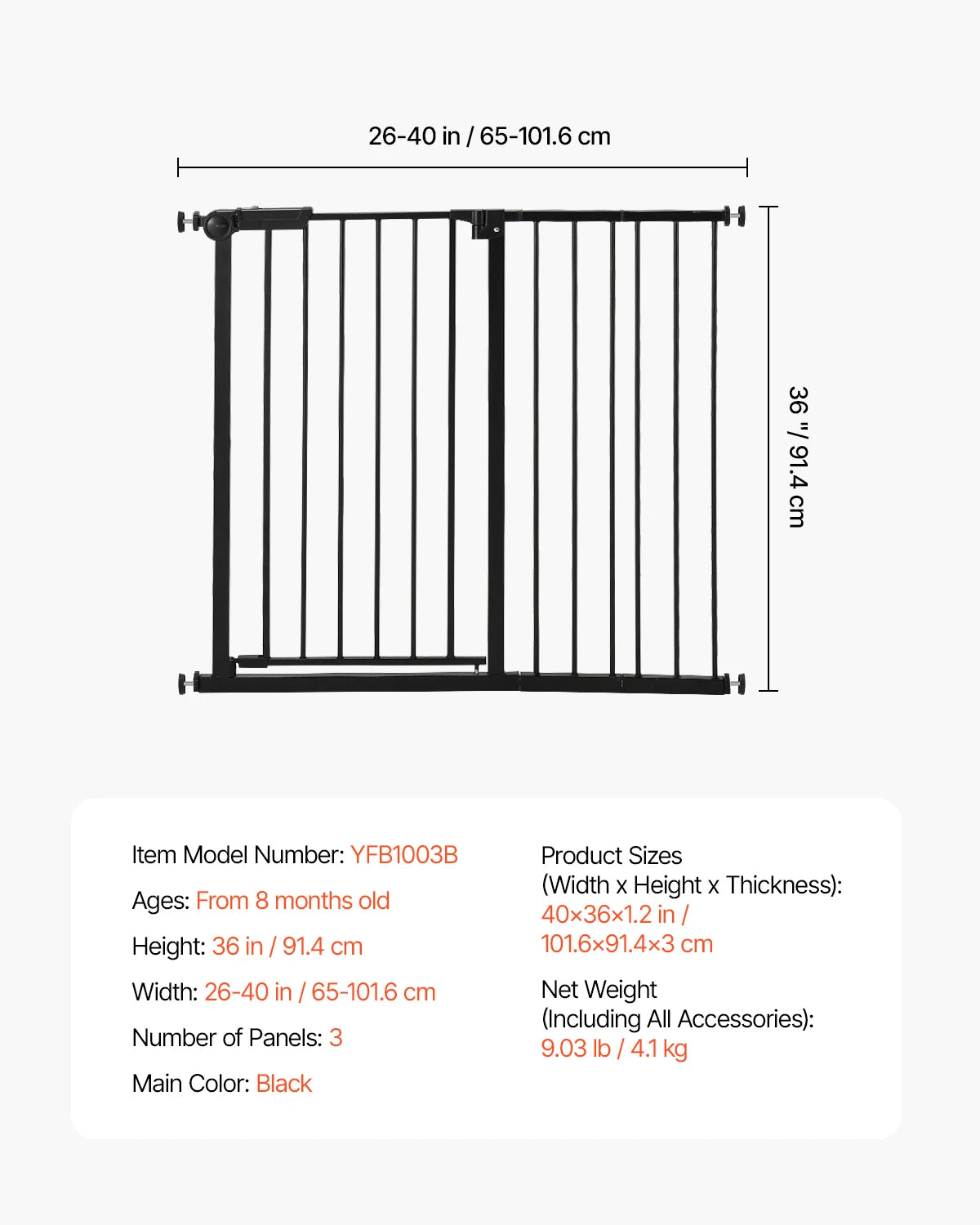 SucceBuy Baby Gate Walk Through Pressure Mount Safety Gate
