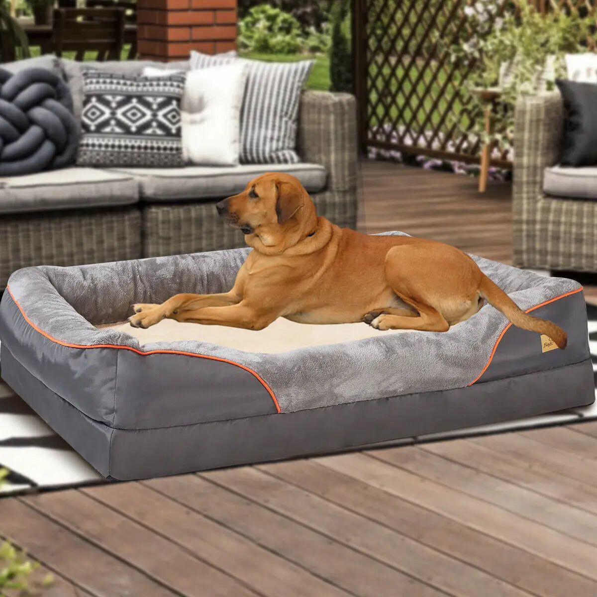 BINGOPAW Orthopedic Memory Foam Dog Bed Waterproof Bolstered Quilted