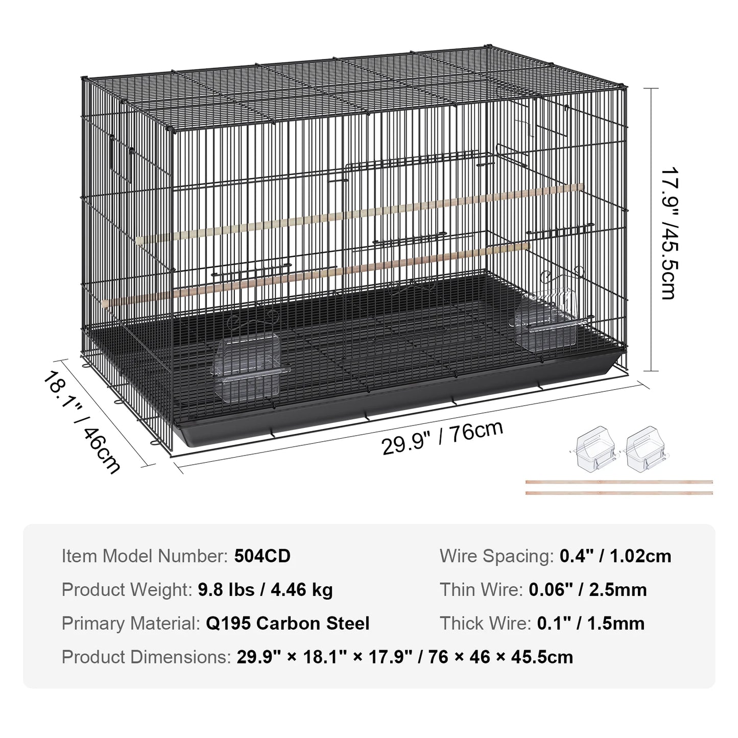 SucceBuy Stainless Steel Bird Cage With Rolling Stand For Parrots
