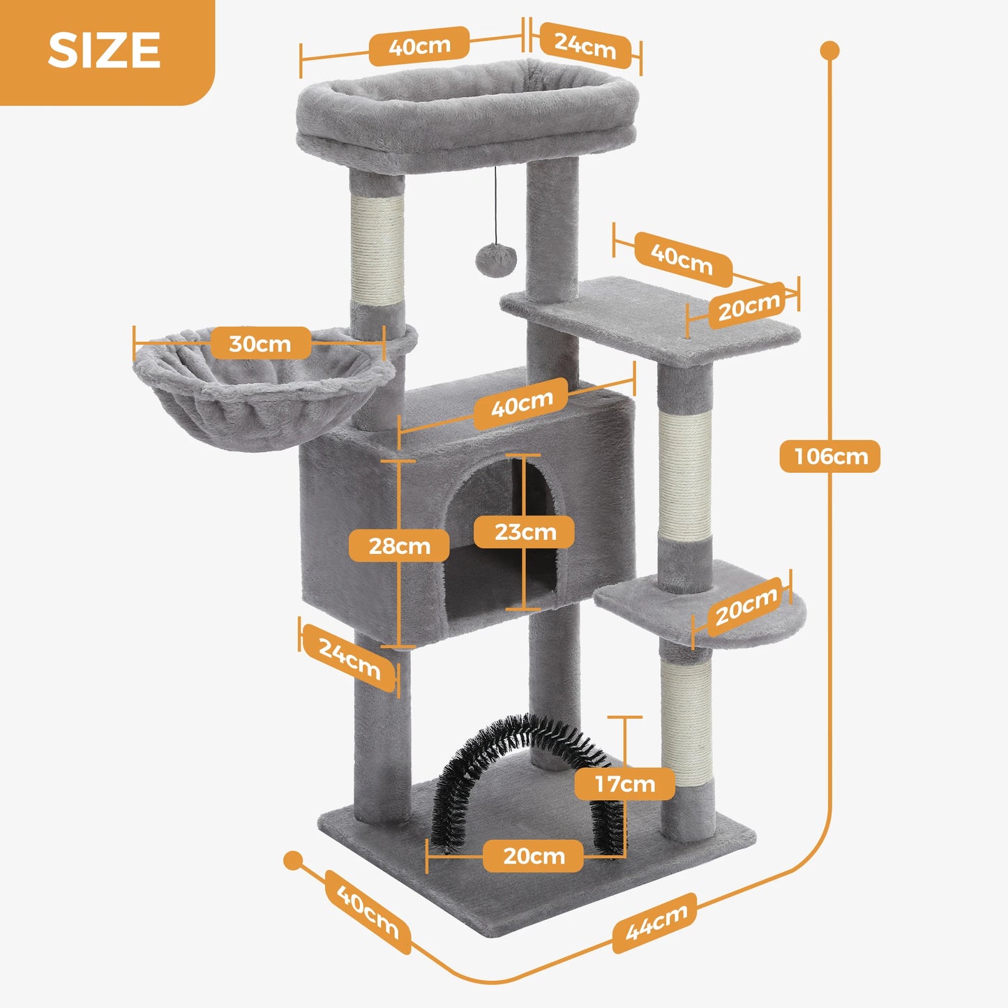 PAWZ Road Multi-Level Cat Tree Tower With Sisal Scratching Posts