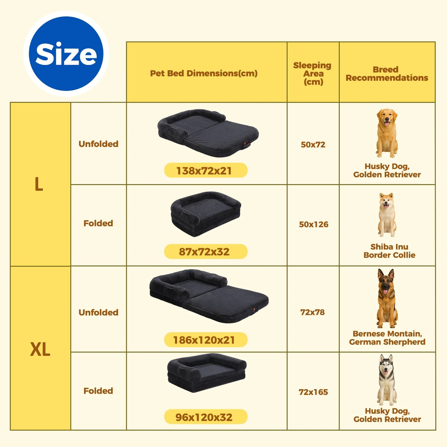 PAWZ Road Foldable Dog Bed Plush Washable Couch Bed