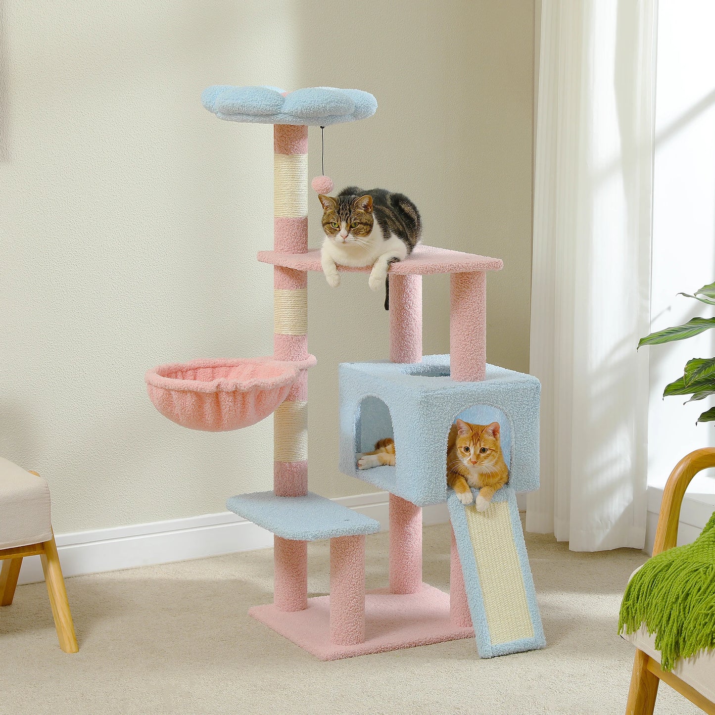 PAWZ Road Flower Cat Tree Multi Level Cat Tower With Sisal Covered Posts