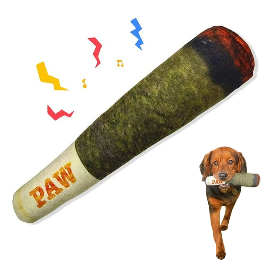 Cigar Design Plush Squeaky Interactive Dog Chew Toy