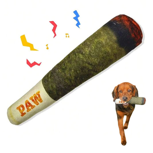 Cigar Design Plush Squeaky Interactive Dog Chew Toy