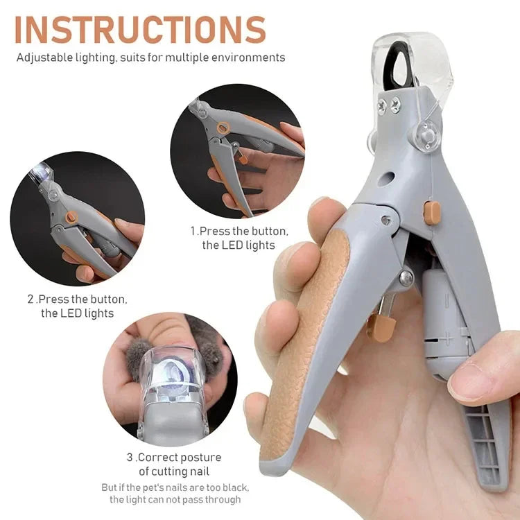 Professional Pet Nail Clipper With LED Light For Dogs And Cats