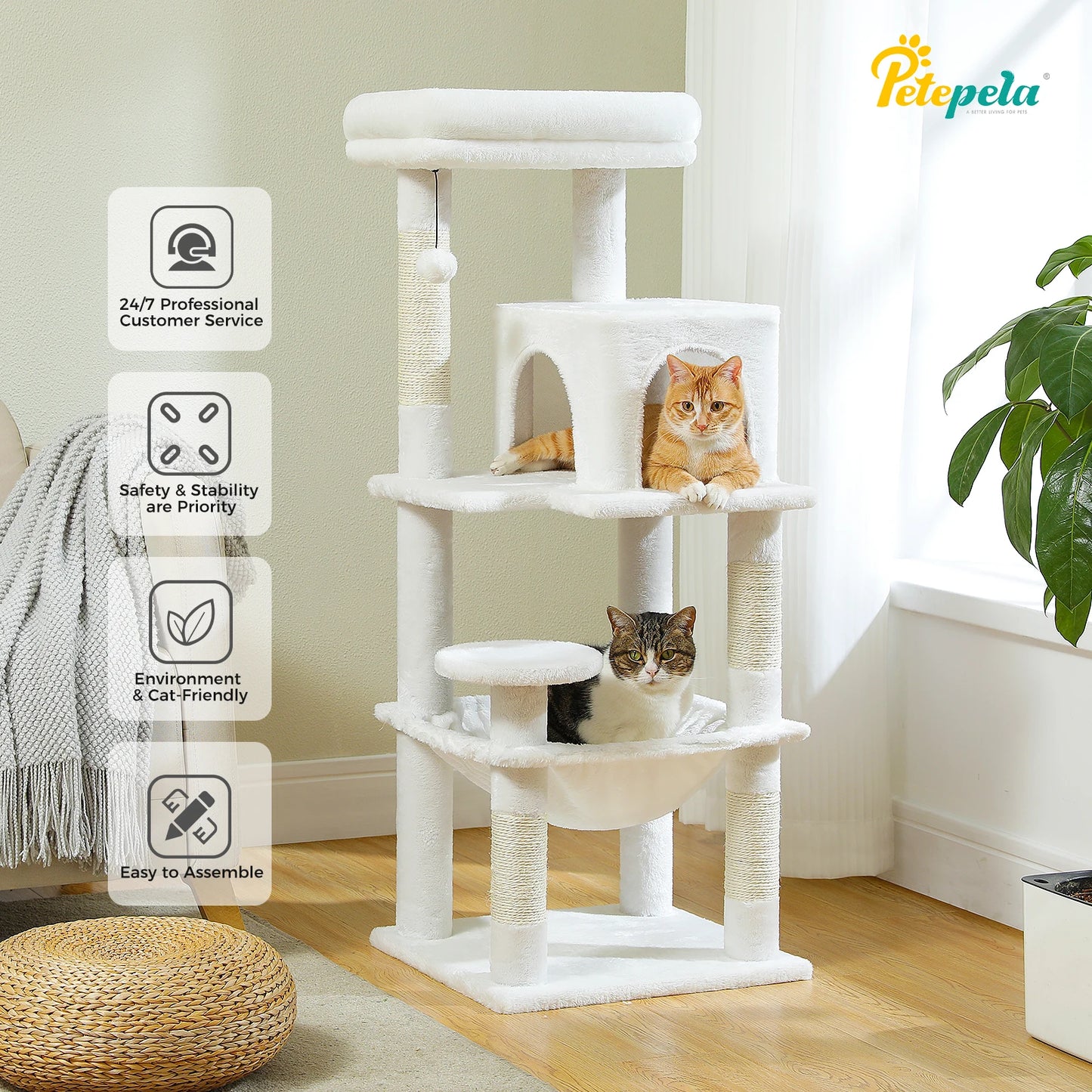 PETEPELA Cat Tree Indoor 5-Level Tower for Large Cats