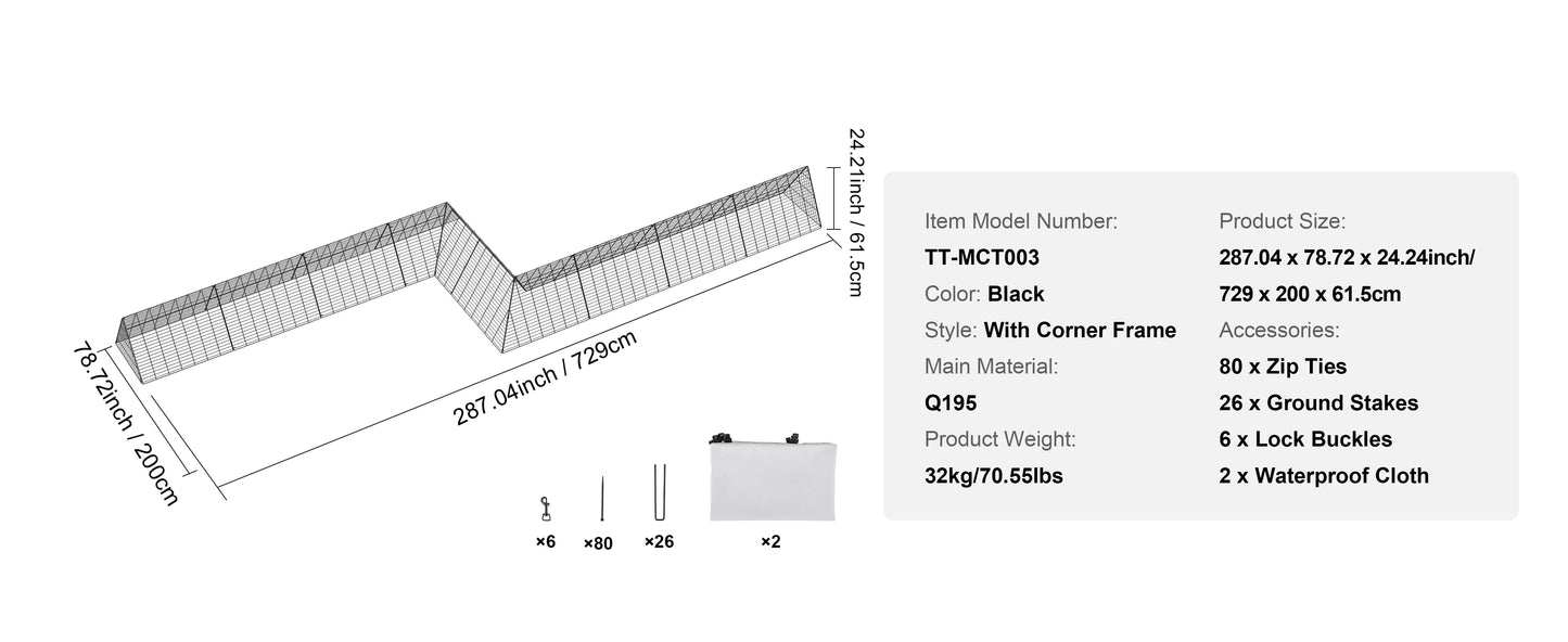 SucceBuy Portable Iron Chicken Tunnels For Secure Backyard Runs