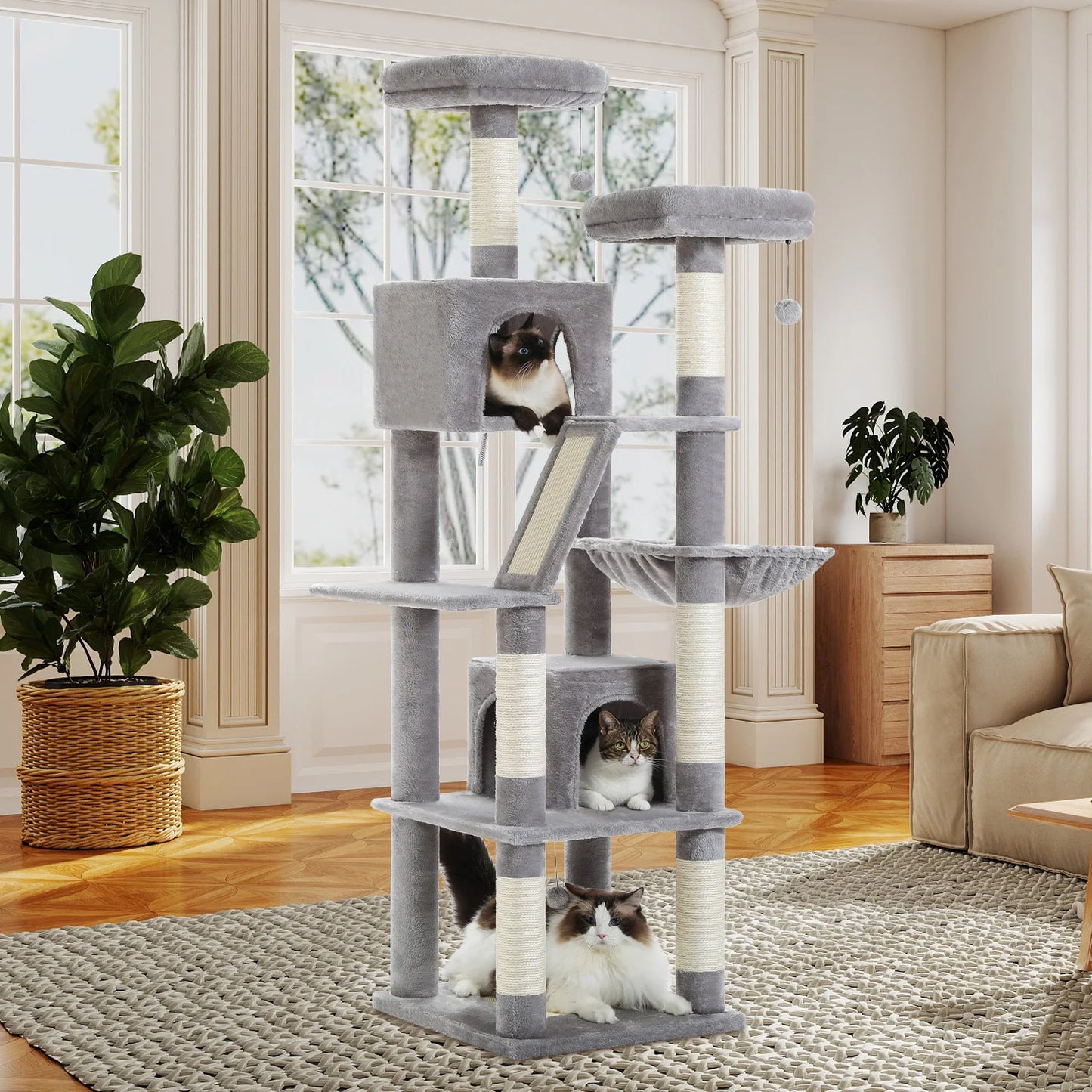 PEQULTI CN Multi Level Cat Tree Tower With Scratching Posts