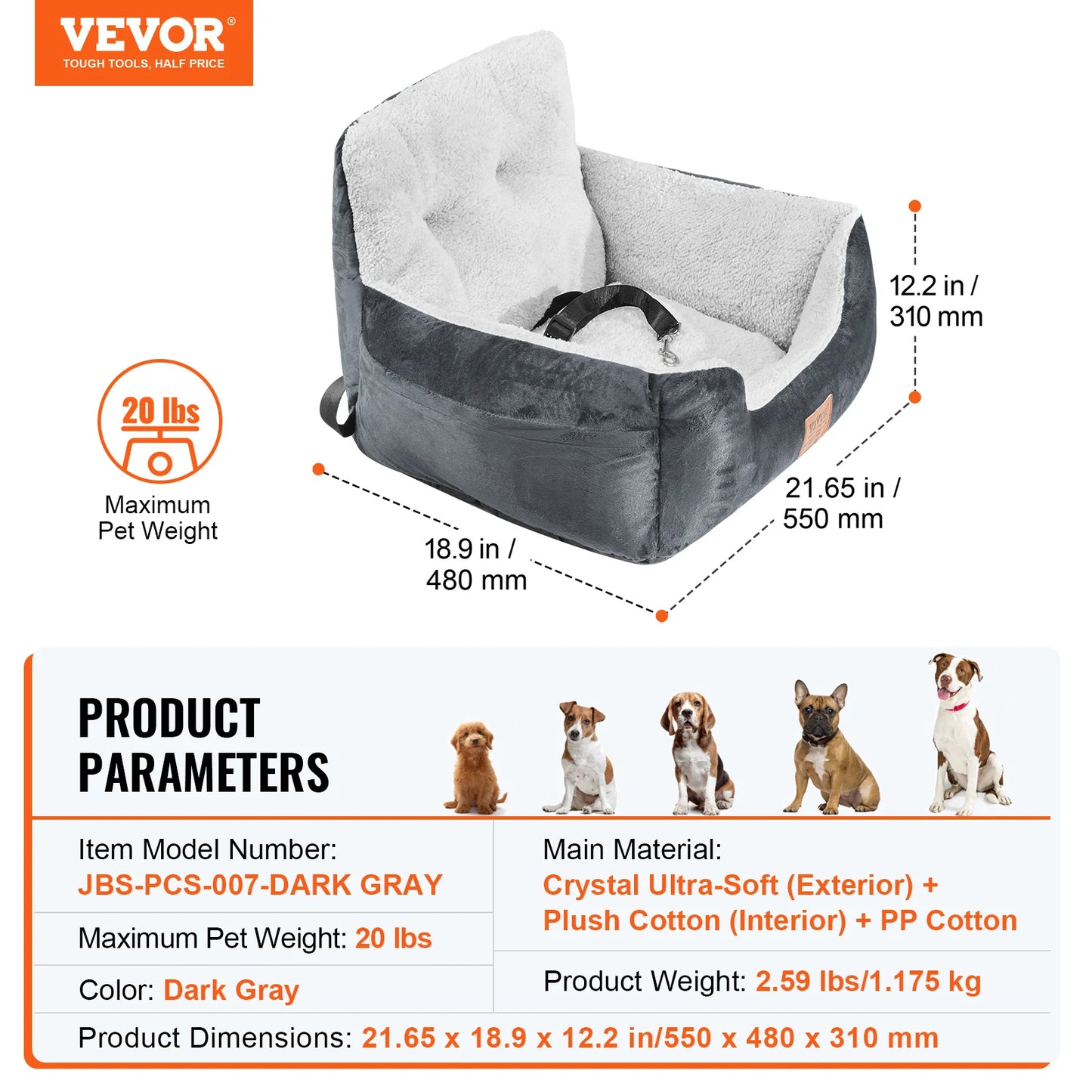 SucceBuy Waterproof Dog Car Seat Booster With Clip On Safety Leash