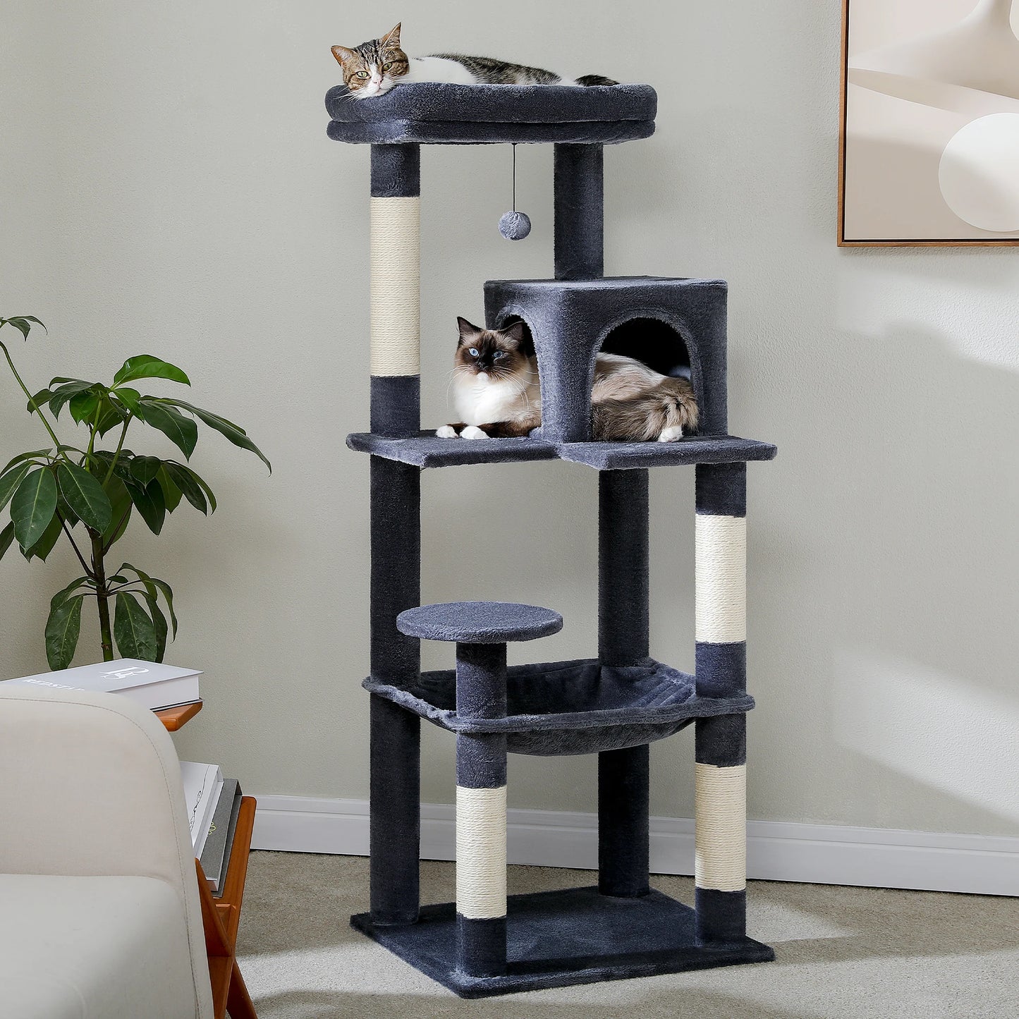 PAWZ Road Indoor Cat Tree FiveLevel Large Cat Hammock Tower