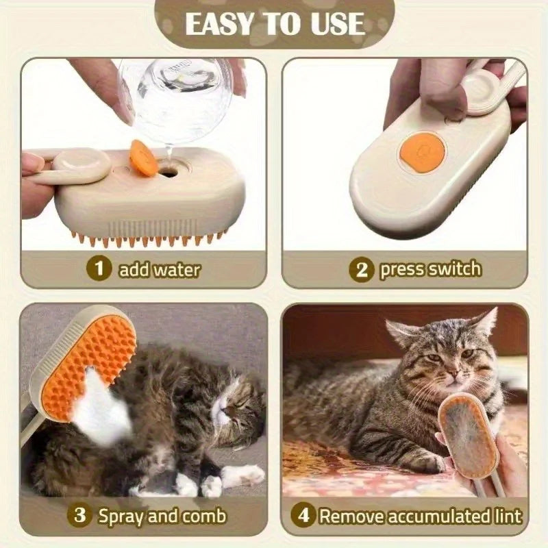 Grooming Steam Brush For Pets Cat Hair Removal And Massage