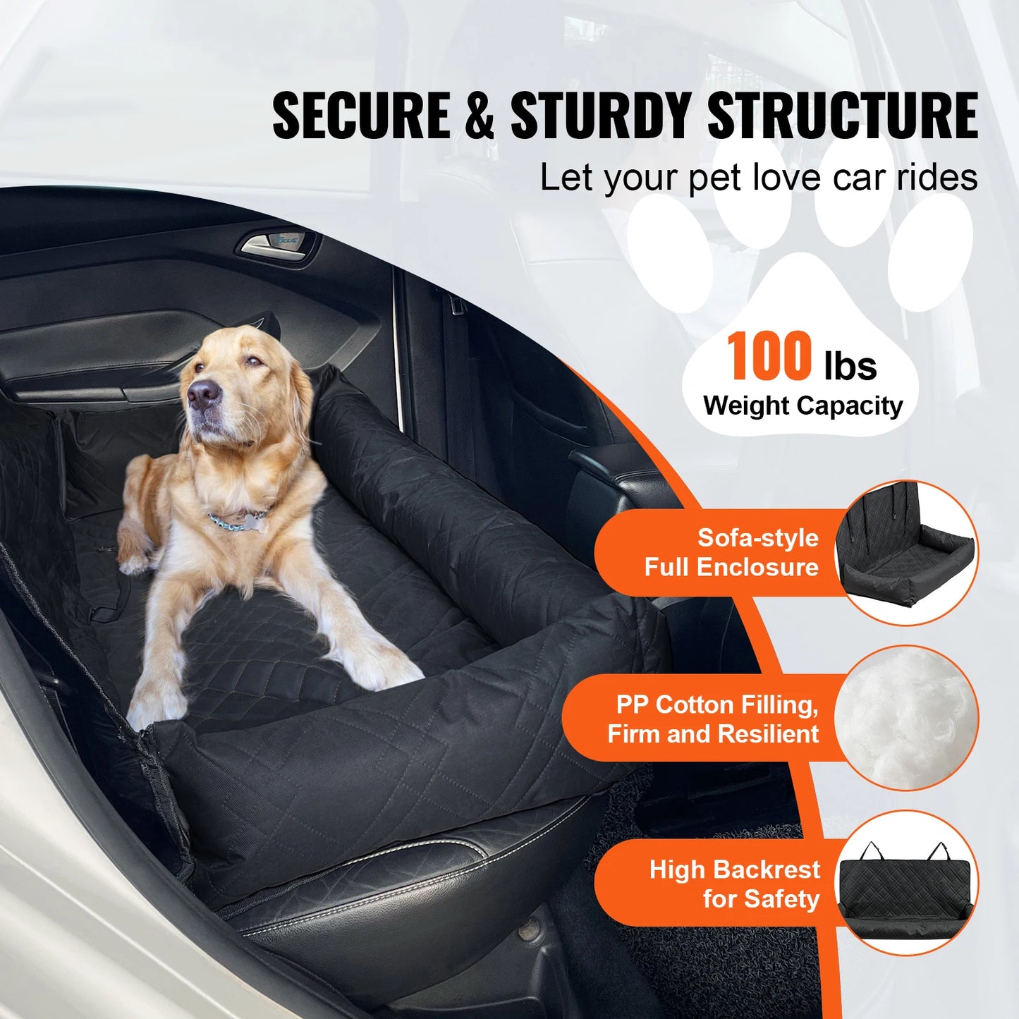 SucceBuy Waterproof Dog Car Seat Booster With Clip On Safety Leash