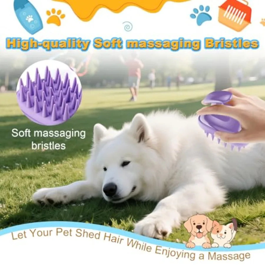 Double Sided Silicone Dog Bath Brush For Grooming And Massage