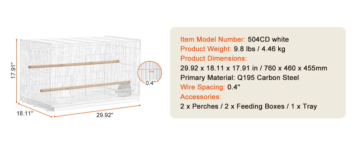 SucceBuy Stackable Divided Travel Bird Cage With Handle And Perch