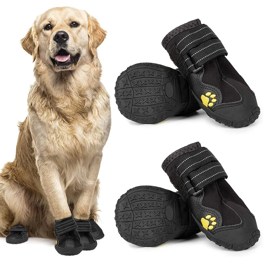 Waterproof Dog Shoes Anti Slip Rubber Booties Reflective Paw Protectors