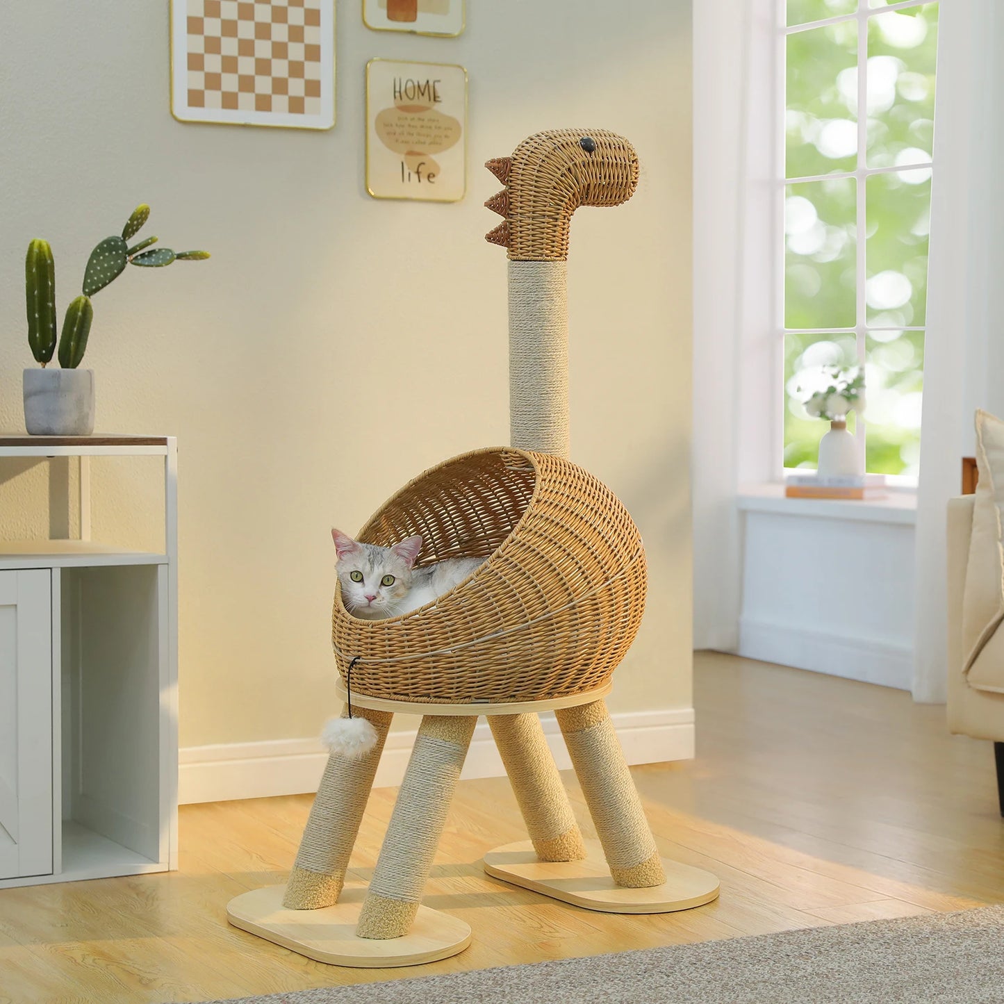 PAWZ Road Rattan Dinosaur Cat Tree With Sisal Scratching Post