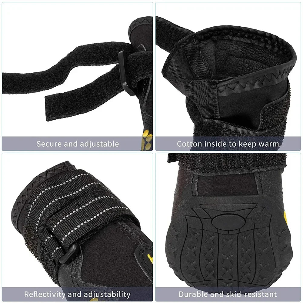 Waterproof Dog Shoes Anti Slip Rubber Booties Reflective Paw Protectors