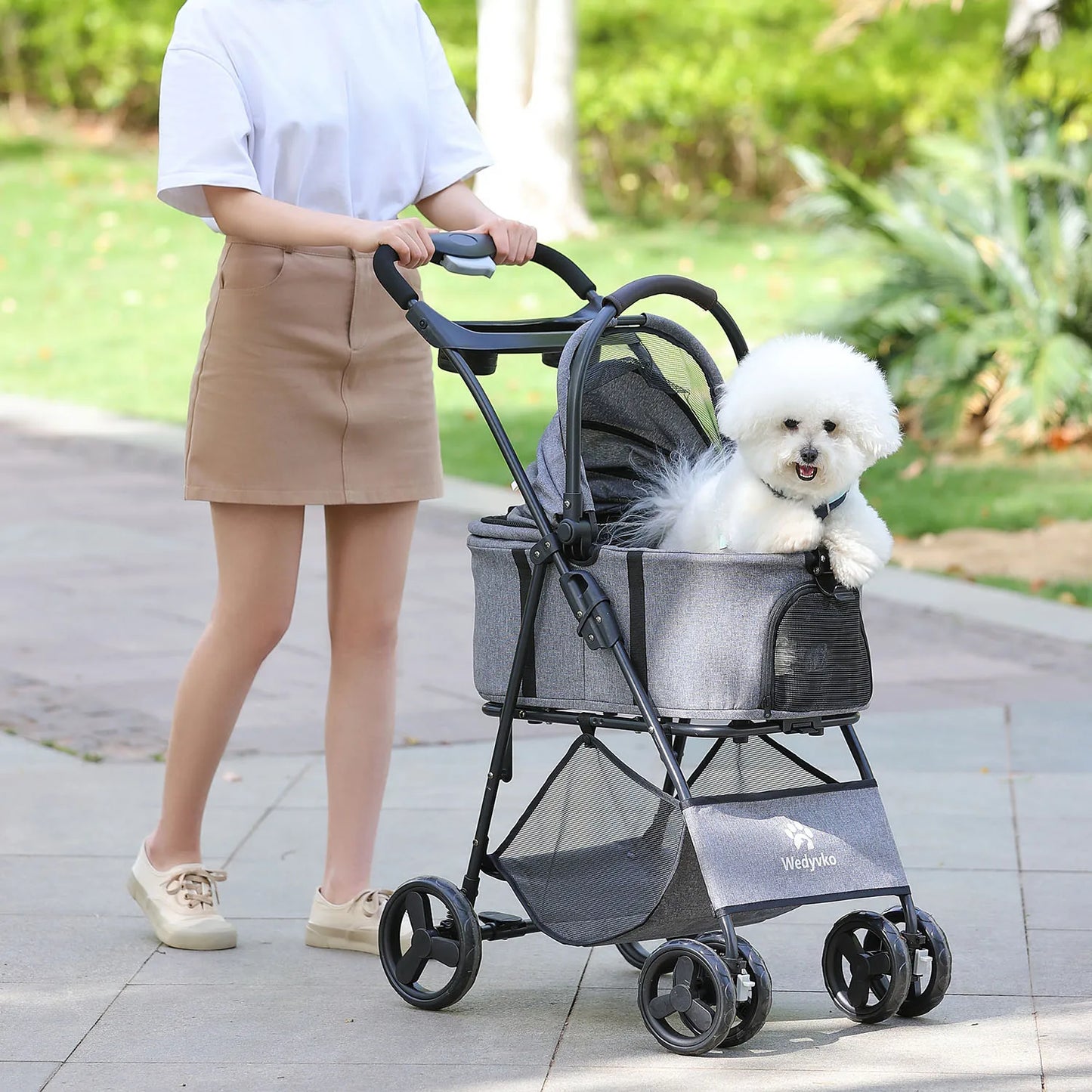3 In 1 Pet Stroller With Removable Carrier For Small Medium Dogs Cats