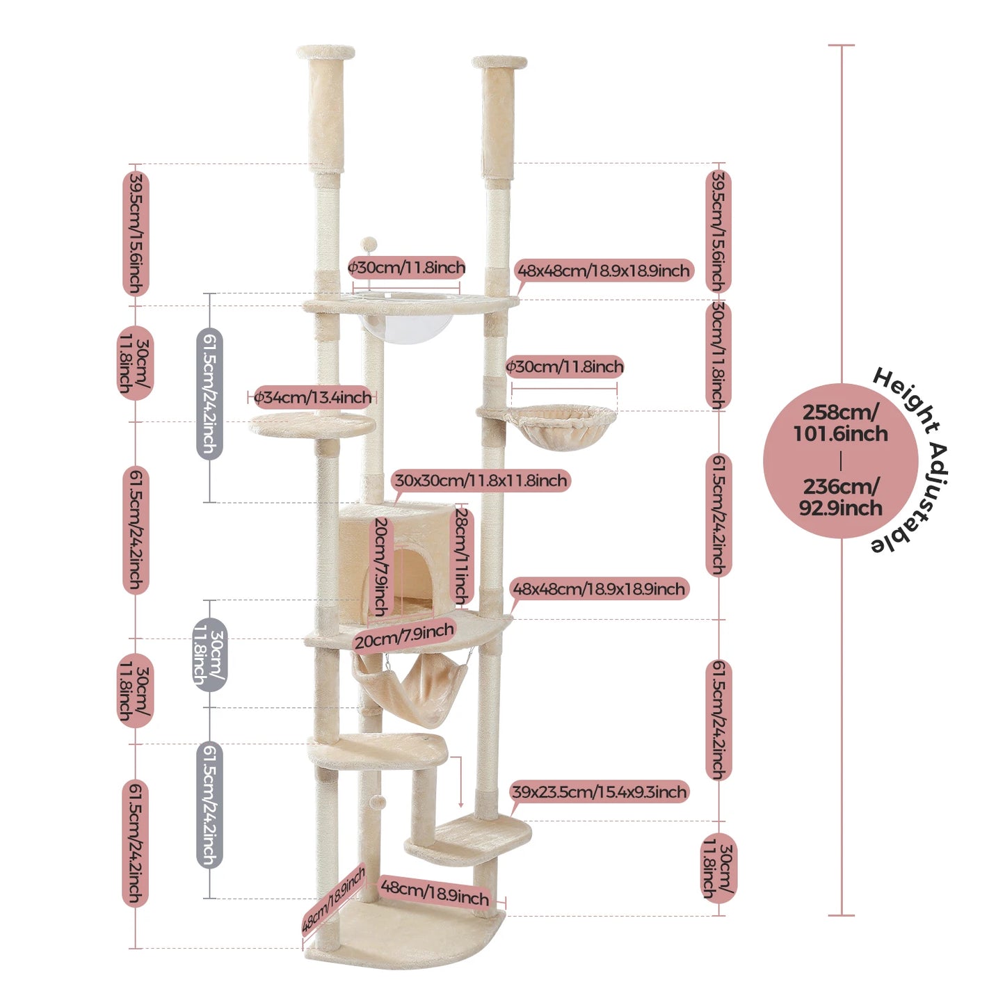 PAWZ Road Five Tier Cat Tree Tower For Indoor Cats