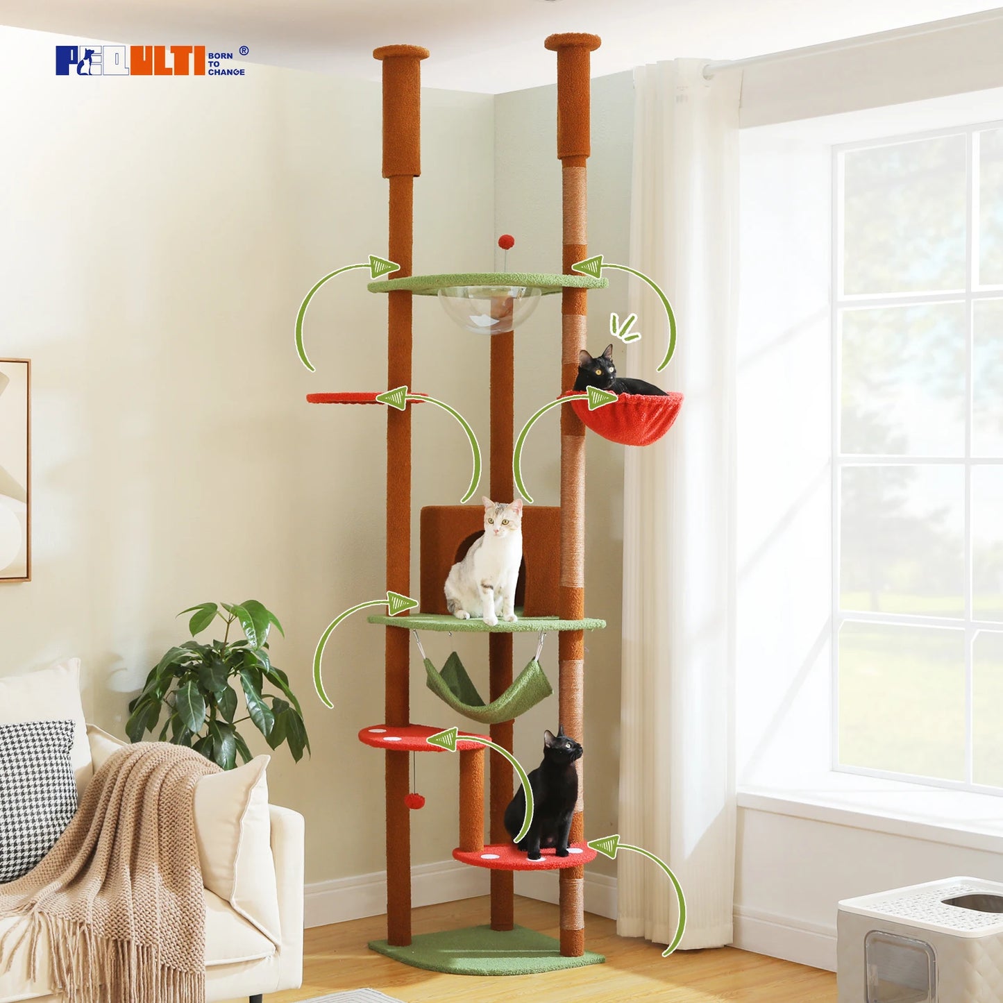 PAWZ Road Five Level Cat Tree With Scratching Posts