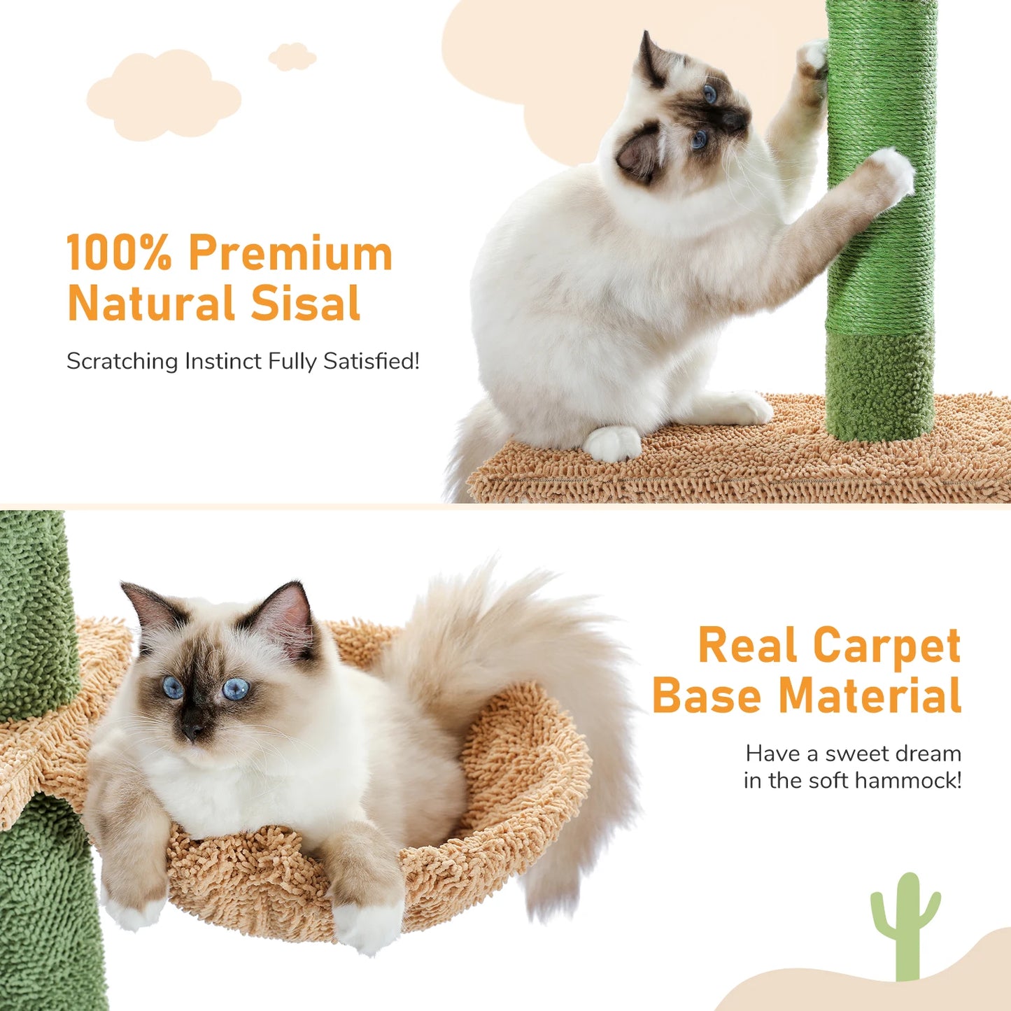 PAWZ Road Cat Tree 5-Tier Floor To Ceiling Cactus Hammock
