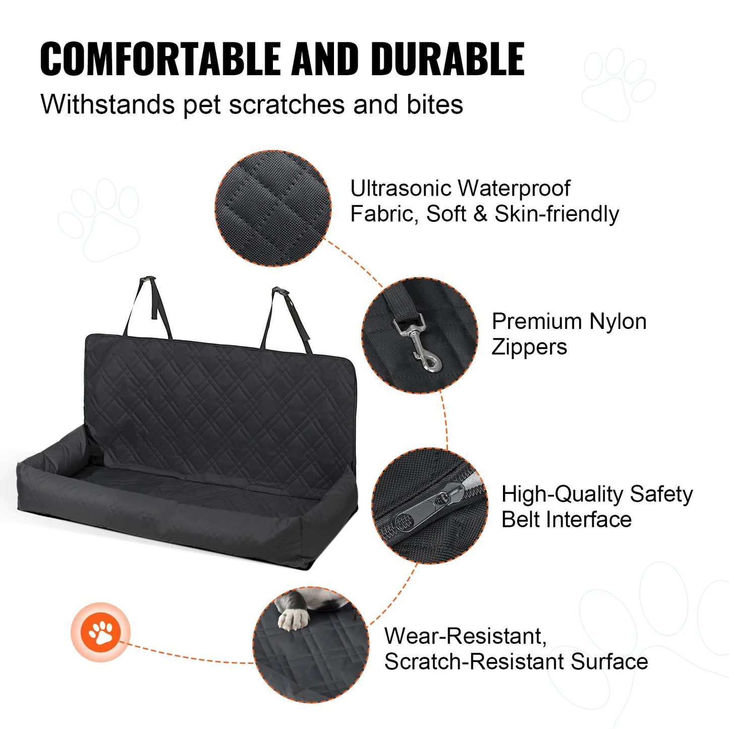 SucceBuy Waterproof Dog Car Seat Booster With Clip On Safety Leash