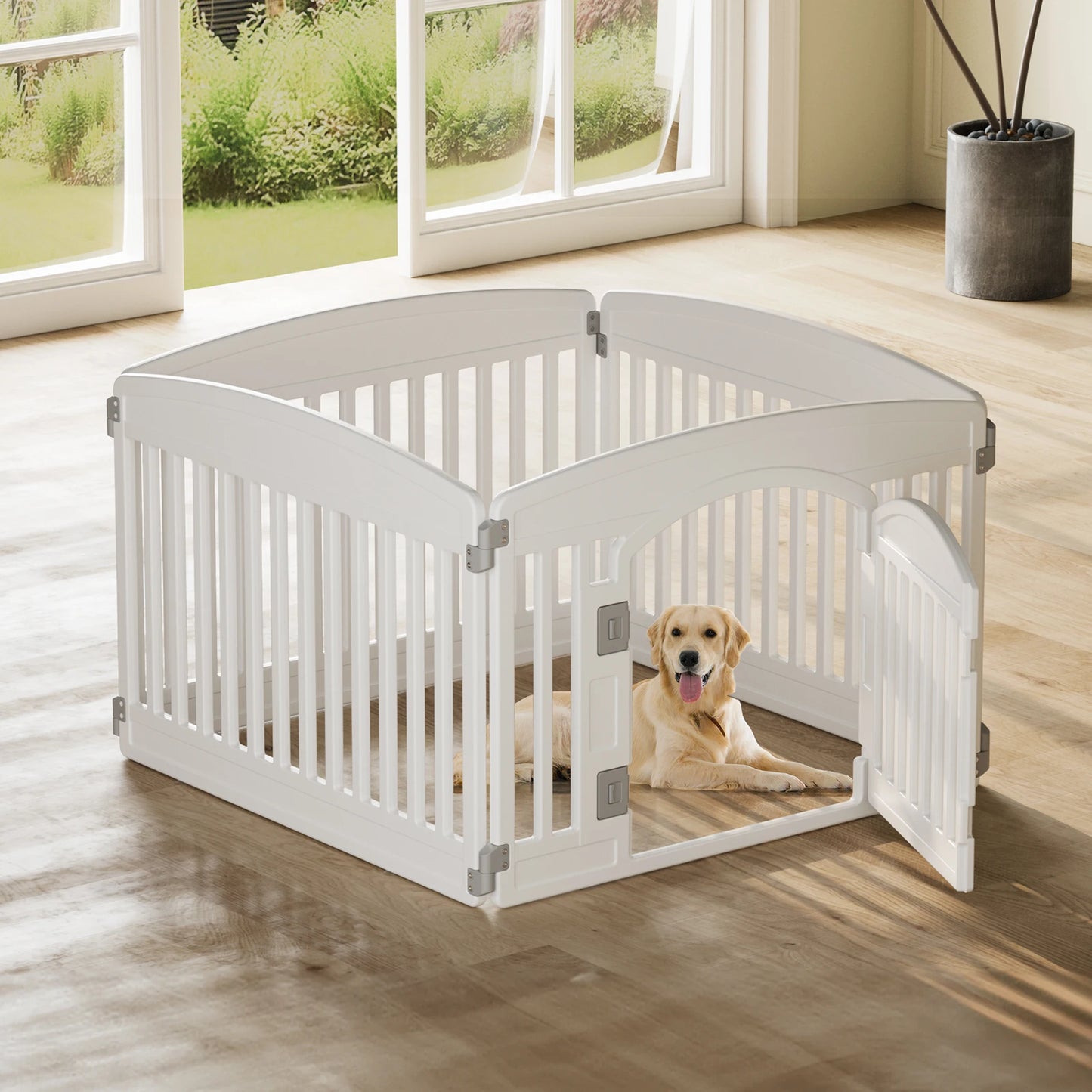 JHK Plastic Dog Playpen Indoor Outdoor Folding Fence