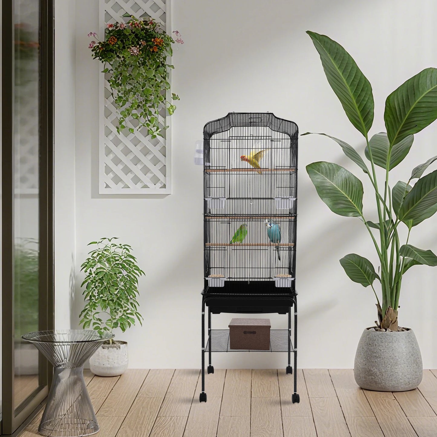Bird Cage With Stand And Wheels For Cockatiels Parrots Finches