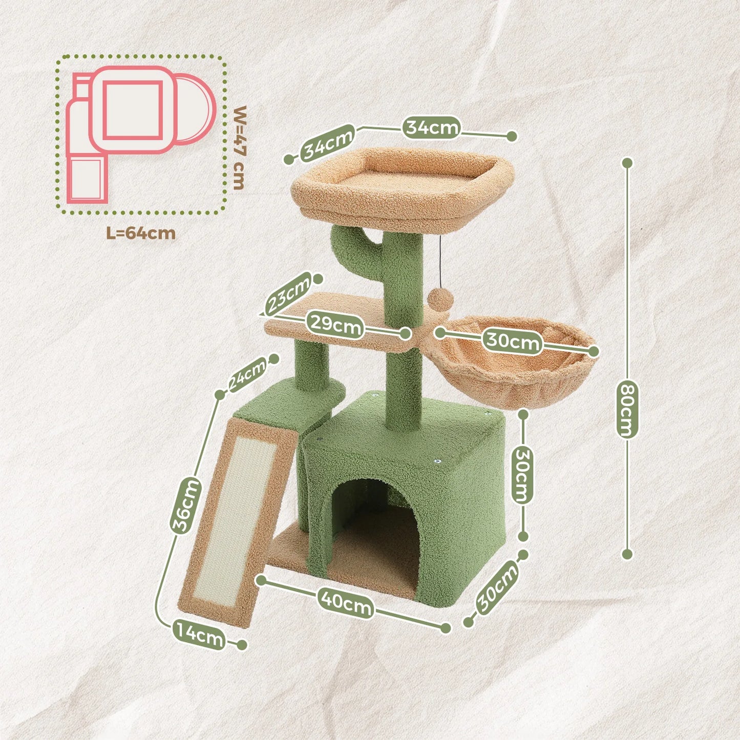 PAWZ Road Cat Tree Tower Three-Tier Cat Activity for Indoor Cats