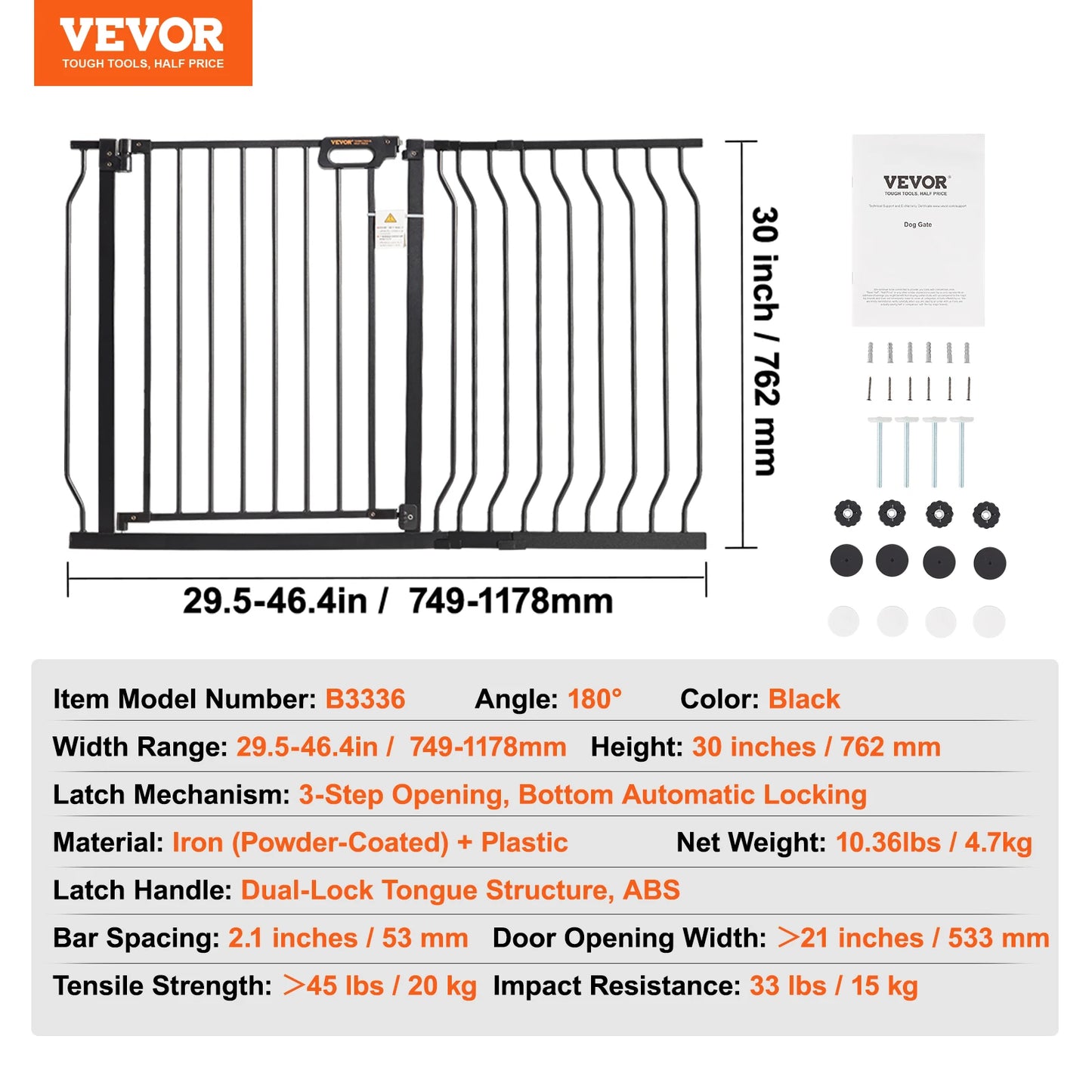 SucceBuy Baby Gate Walk Through Pressure Mount Safety Gate