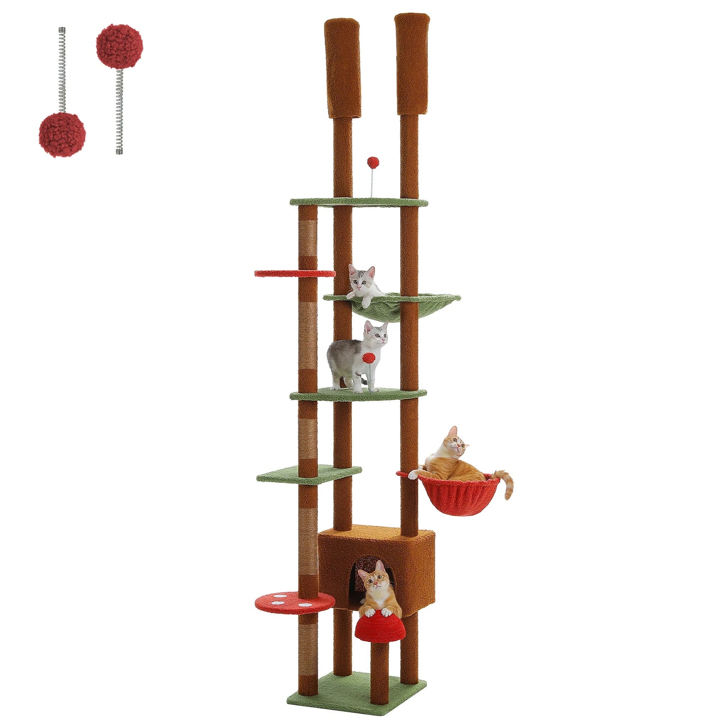 PAWZ Road Height Adjustable Cat Tree With Hammock Scratching Posts