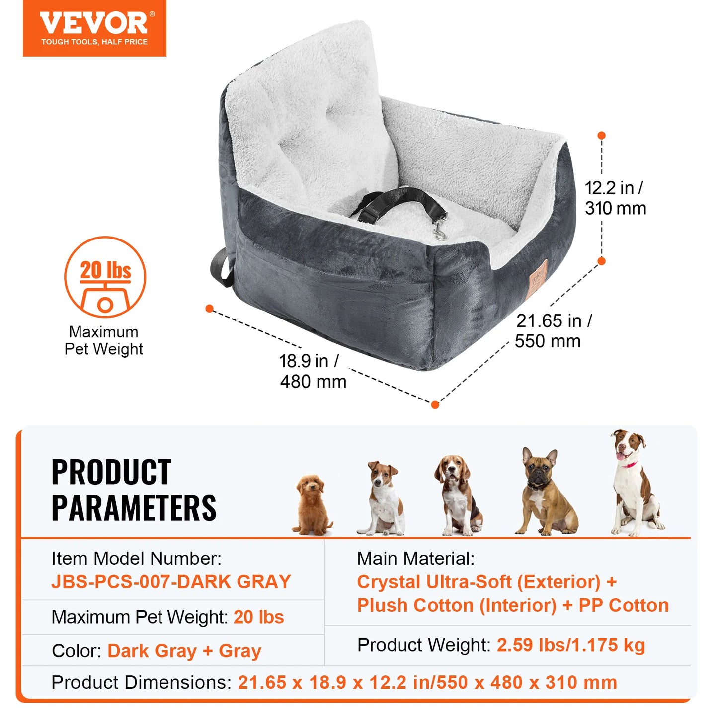 SucceBuy Waterproof Dog Car Seat Booster With Clip On Safety Leash