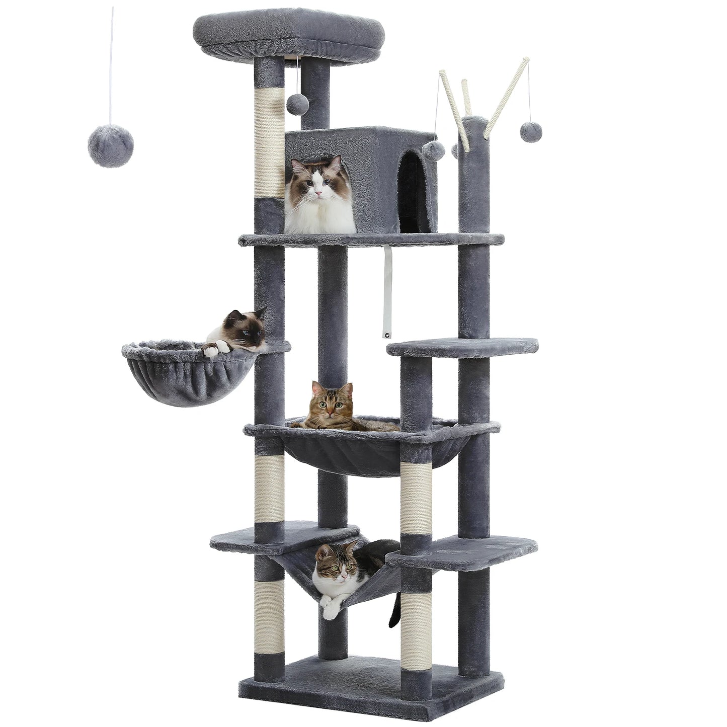 PETEPELA Cat Tree For Indoor Cats With Hammock And Scratching Post