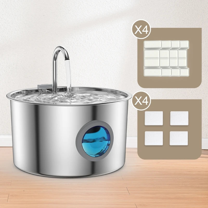 OPETH Stainless Steel Cat Water Fountain Automatic With Replaceable Filters