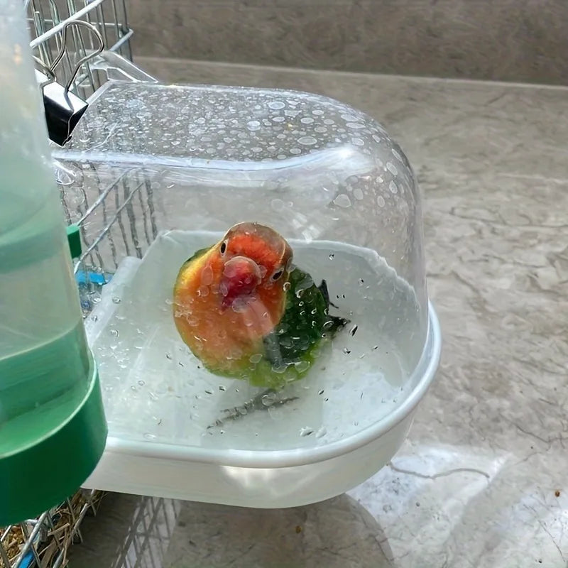 Transparent Bird Bath Tub Splash Proof PP Shower For Parrots Lovebirds Conures