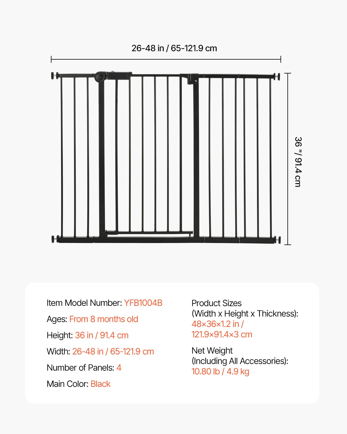 SucceBuy Baby Gate Walk Through Pressure Mount Safety Gate