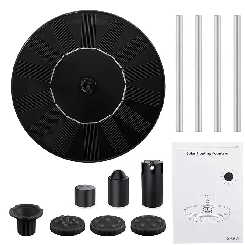 Solar Fountain Pump With Floating Panel And 4 Nozzles For Garden Pond