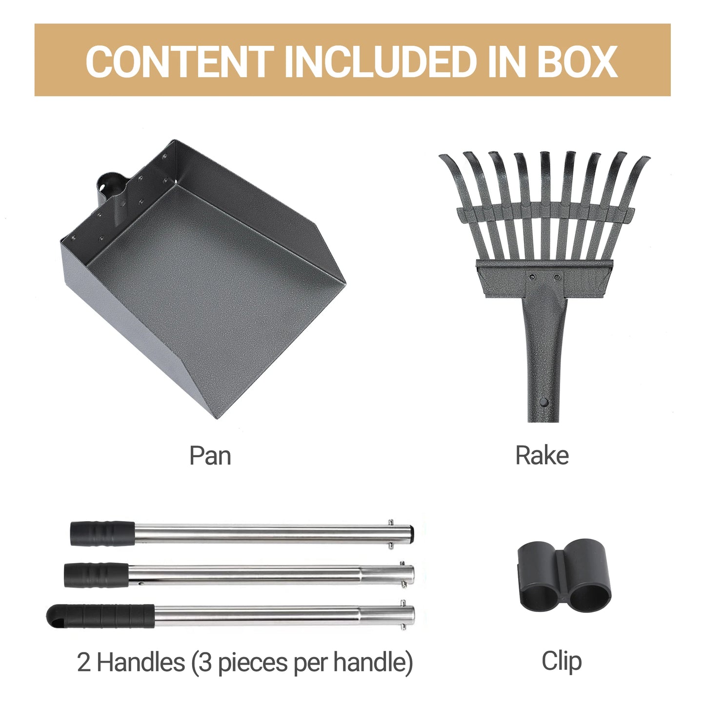 Dog Pooper Scooper And Rake Set With Adjustable Stainless Handles