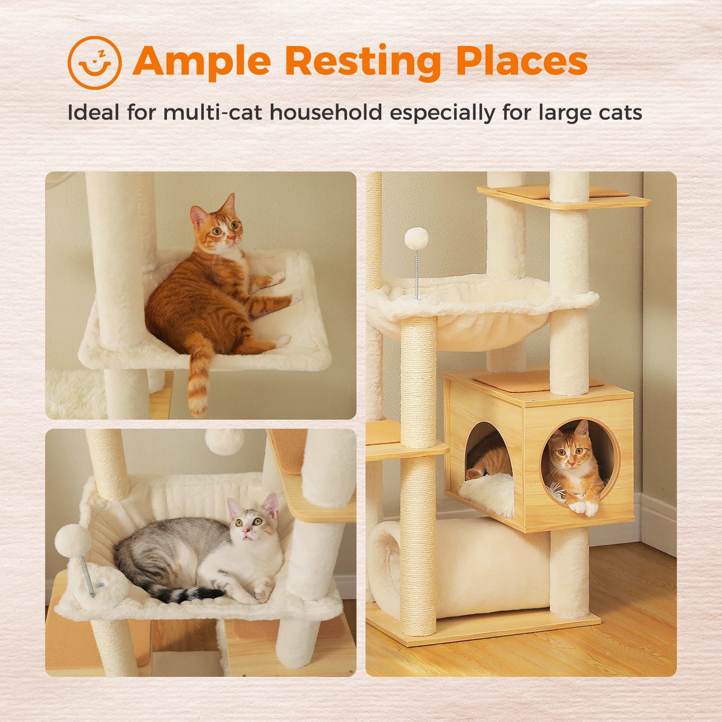 PAWZ Road Height Adjustable Cat Tree With Hammock Scratching Posts