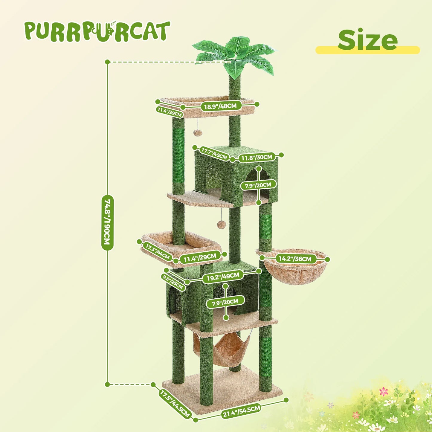 PAWZ Road Multi Level Cat Tree With Scratching Posts And Condo